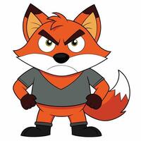 Cartoon fox character with angry expression in a gray shirt illustration vector
