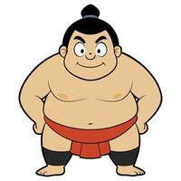 Cartoon sumo wrestler illustration isolated on white background martial arts character design vector