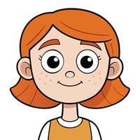 Cartoon portrait of red haired girl with freckles and friendly smile vector