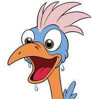 Cute cartoon bird character with open beak and expressive eyes illustration vector