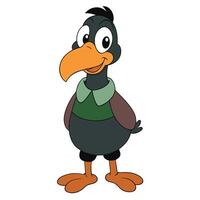 Cartoon blackbird character illustration smiling with friendly expression graphics vector
