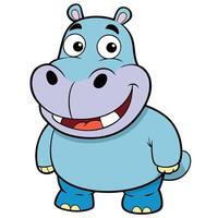 Cheerful cartoon hippopotamus standing with a happy smile and funny expression vector