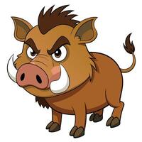 Cartoon illustration of an angry wild boar character with large tusks vector