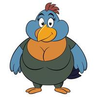 Cartoon bird character illustration smiling blue bird with orange beak and eyes vector