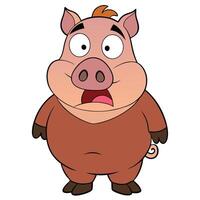 Surprised cartoon pig illustration with wide eyes and open mouth expression vector