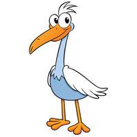 Cartoon illustration of a friendly looking stork character isolated on white background vector