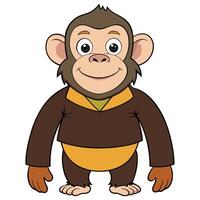 Smiling monkey cartoon character wearing clothes illustration design vector