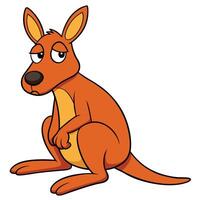 Cartoon kangaroo sitting depressed with droopy eyes in orange and yellow color vector