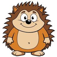 Cute cartoon hedgehog illustration smiling with big eyes and quills isolated vector