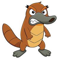Cartoon angry platypus illustration isolated on white background image vector
