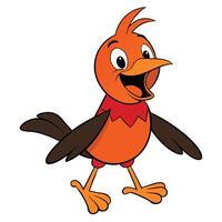 Cheerful orange bird cartoon character illustration with open beak and friendly expression vector