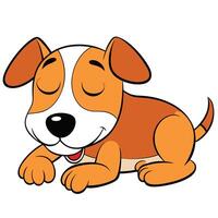 Cute cartoon puppy relaxing with eyes closed in illustration vector