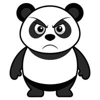 Cartoon angry panda bear illustration with a frowning expression vector
