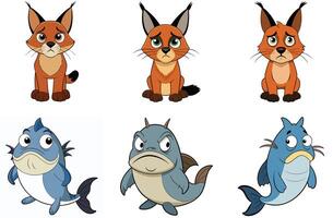 Angry cartoon goldfish and gorilla characters expressing frustration on white background vector