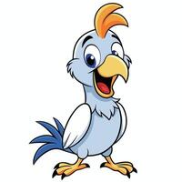 Cheerful cartoon parrot illustration standing with a big smile and bright colors vector