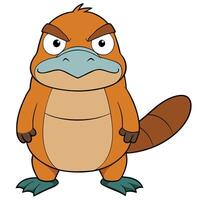 Cartoon platypus with angry expression standing upright illustration graphic design vector