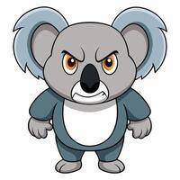 Angry cartoon koala character illustration with determined expression and cute design vector