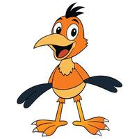 Cheerful cartoon bird illustration isolated character design element vector