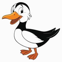 Happy cartoon duck illustration standing with a smile on white background vector
