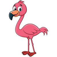 Cartoon illustration of a cheerful pink flamingo on a white background vector