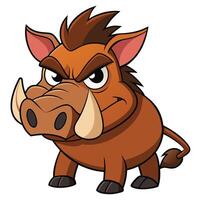 Angry cartoon warthog character illustration standing isolated on white background vector