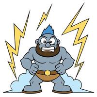 Cartoon zeus character with lightning bolts illustration for mythology or fantasy theme vector