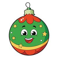 Cute smiling christmas ornament character with stars on green background vector