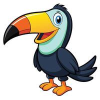 Cheerful toucan cartoon character illustration with vibrant colors and friendly expression vector