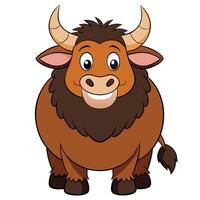 Cartoon illustration of a happy brown bull with large horns and smile vector