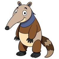 Cute cartoon anteater standing up isolated on white background illustration vector