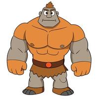 Cartoon style muscular caveman isolated on white background illustration vector