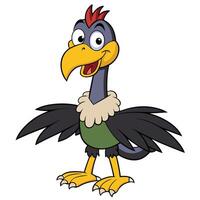 Cheerful cartoon vulture standing straight up with a friendly smiling expression isolated vector
