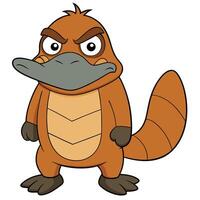 Cartoon platypus character with an angry expression and cute details vector