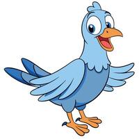 Cheerful cartoon bluebird spreading its wings happy avian character design vector