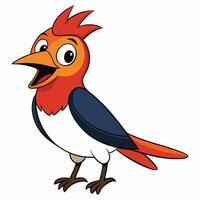 Cheerful cartoon bird illustration standing and smiling with open beak vector
