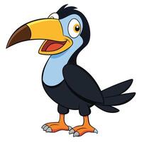 Cartoon toucan bird character with big beak and happy expression posing vector