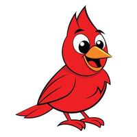 Cheerful cartoon red cardinal character illustration isolated on white background vector