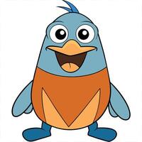 Cheerful cartoon bird illustration with open beak and happy expression vector