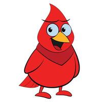 Cheerful cartoon red cardinal bird illustration for kids designs vector