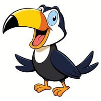 Happy cartoon toucan standing with open wings illustration design vector