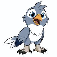 Cute cartoon bird character illustration smiling on white background art vector