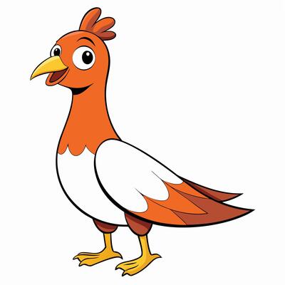 Cute cartoon bird standing isolated on white background illustration