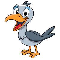 Cheerful seagull cartoon character illustration smiling bird design element vector