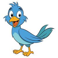 Cheerful blue bird cartoon illustration with a happy expression on white background vector