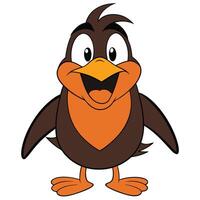 Adorable cartoon robin standing upright with happy expression illustration vector