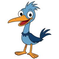 Cartoon bird illustration with big eyes and a smiling expression vector