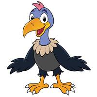 Smiling cartoon vulture character with open arms on white background illustration vector