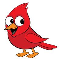 Cartoon illustration of a cheerful red cardinal bird on white background vector