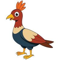 Cartoon illustration of a colorful quail bird with funny feather crest vector