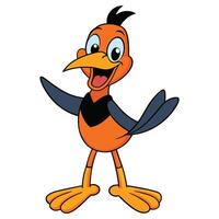 Cheerful cartoon bird character mascot design with orange feathers and smiling expression vector